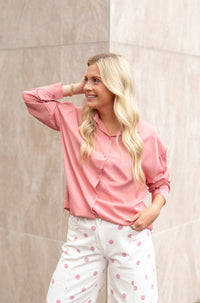 Kathryn Classic Button-Up, Blush Pink