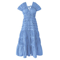 The Srikandi Ruffle Maxi Dress In Slate Blue