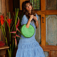 The Srikandi Ruffle Maxi Dress In Slate Blue
