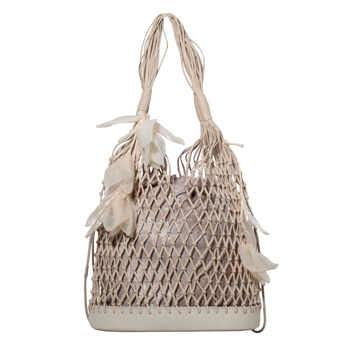 Secret Garden Macramé Tote Bag with Removable Pouch