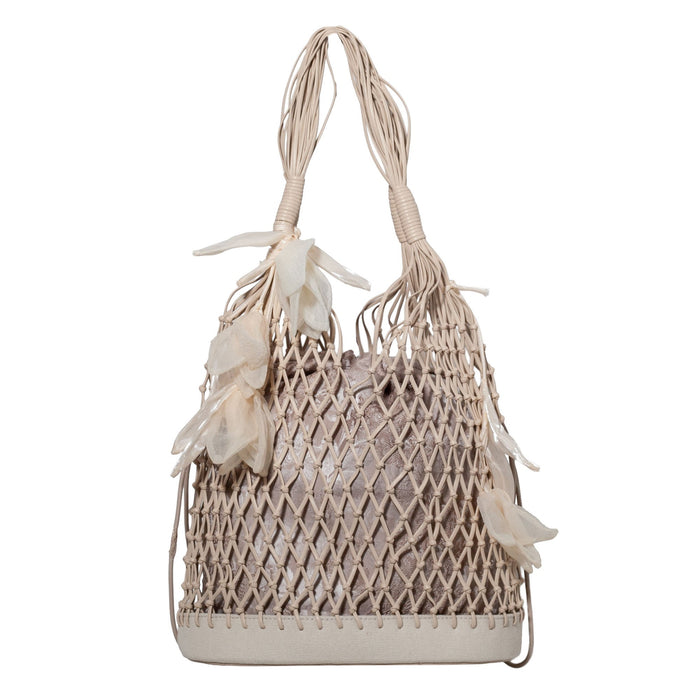 Secret Garden Macramé Tote Bag with Removable Pouch