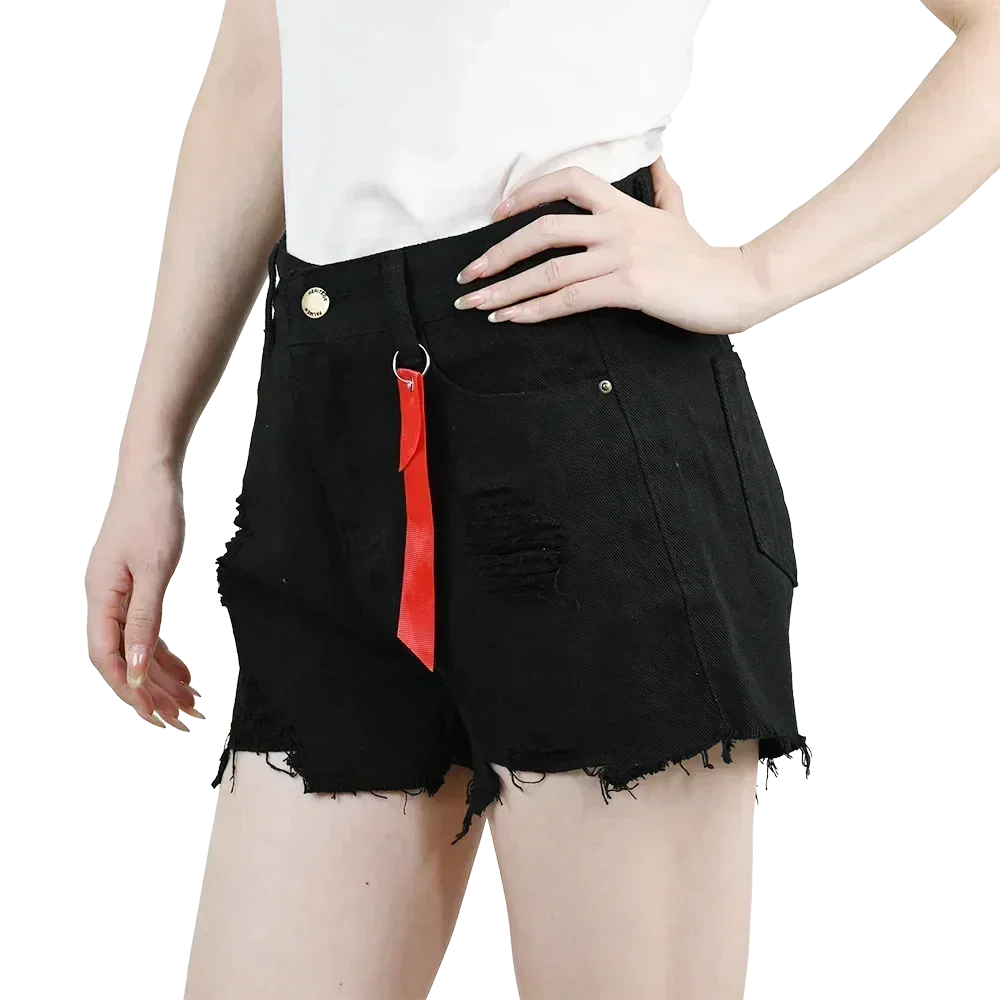 3pcs Women's High Waist Denim Shorts 2025 Summer Black Blue White Hot Pants Ripped Jeans Shorts Woman Short Trousers Streetwear