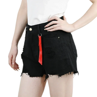 3pcs Women's High Waist Denim Shorts 2025 Summer Black Blue White Hot Pants Ripped Jeans Shorts Woman Short Trousers Streetwear