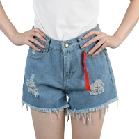 3pcs Women's High Waist Denim Shorts 2025 Summer Black Blue White Hot Pants Ripped Jeans Shorts Woman Short Trousers Streetwear