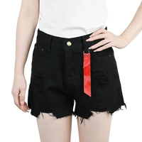 3pcs Women's High Waist Denim Shorts 2025 Summer Black Blue White Hot Pants Ripped Jeans Shorts Woman Short Trousers Streetwear