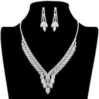 Rhinestone Pave Marquise Accented Necklace Earring Set