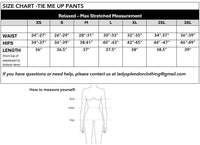 LadySplendorClothing Tie Me Up Pants size chart showing fit details and measurements for this stylish pants.