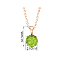 2 CT Round Cut Peridot Solitaire Pendant Necklace