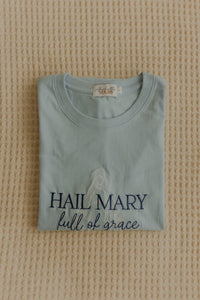 Black Hail Mary T-Shirt by Abundantly Yours Shop featuring a festive Christmas design on soft cotton fabric.