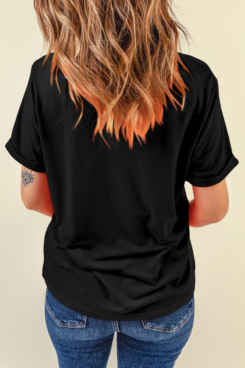 Black football bowknot pattern game day T-shirt from Adelyne's Boutique, featuring a stylish football-themed design.