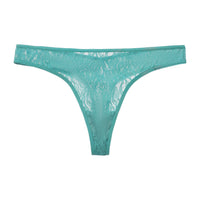 Amour d'Agnette Julie Everyday Lace Thong in electric eel color, showcasing delicate lace fabric and minimal coverage.