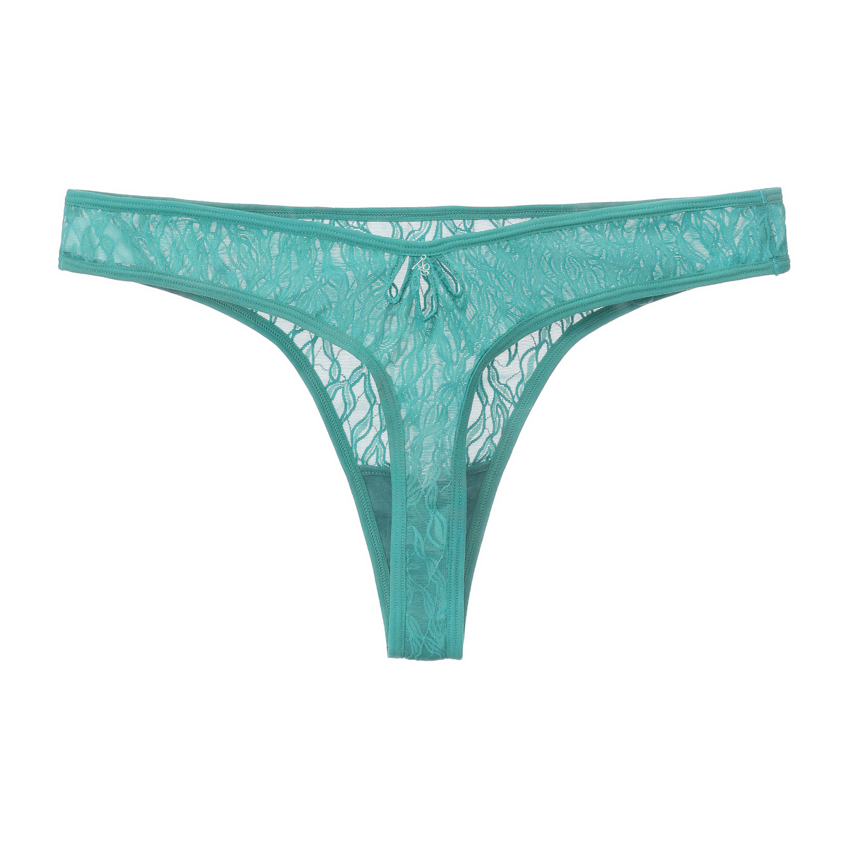 Amour d'Agnette Julie Everyday Lace Thong in electric eel color, featuring delicate lace fabric and minimal coverage.