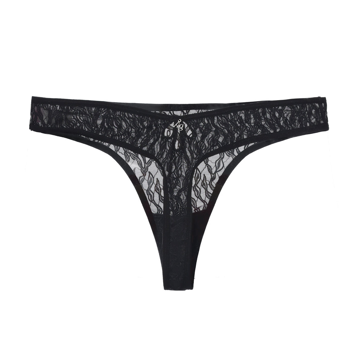 Amour d'Agnette Julie Everyday Lace Thong in electric eel color, XS size, featuring delicate lace fabric and minimal coverage.