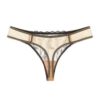 Amour d'Agnette floral embroidery kim thong bottom on transparent jelly fabric, showcasing delicate floral design and slim fit.