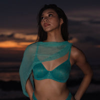 Blue Amour d'Agnette Julie molded lace and mesh T-shirt bra, seamless and comfortable under clothing.