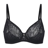 Blue Amour d'Agnette Julie molded lace and mesh T-shirt bra with comfortable cups and adjustable straps.
