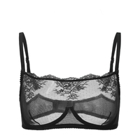Amour d'Agnette Kim High Neck Sheer Lace Underwire Bra in sapphire, featuring delicate lace and supportive underwire.