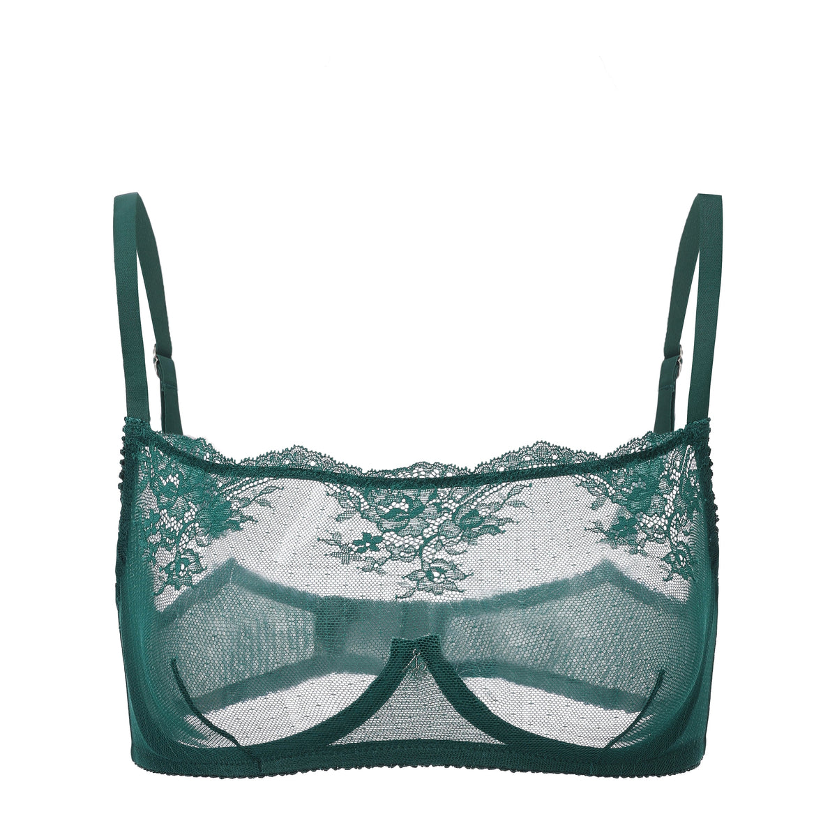 Amour d'Agnette Sapphire Kim high neck sheer lace underwire bra, featuring delicate lace and supportive underwire for a stylish fit.