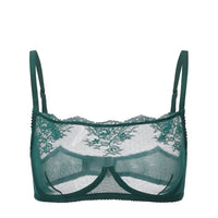 Amour d'Agnette Sapphire Kim high neck sheer lace underwire bra, featuring delicate lace and supportive underwire for a stylish fit.