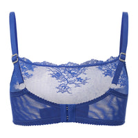 Amour d'Agnette sapphire high neck sheer lace underwire bra with intricate lace details and supportive fit.
