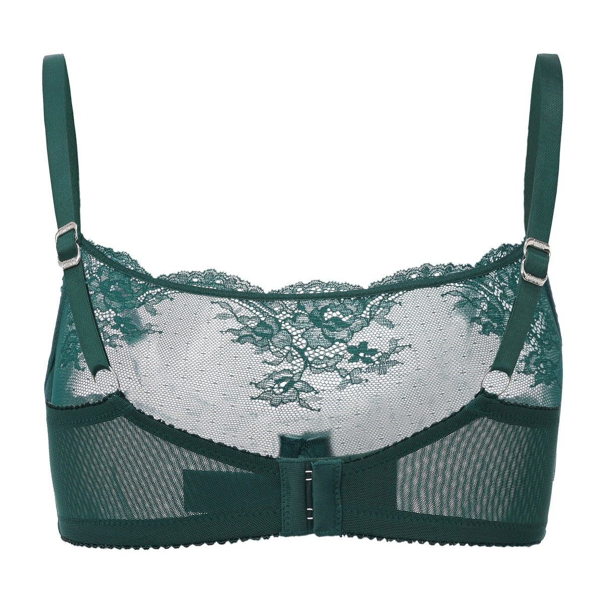 Amour d'Agnette sapphire high-neck sheer lace underwire bra with intricate lace detailing and supportive underwire design.