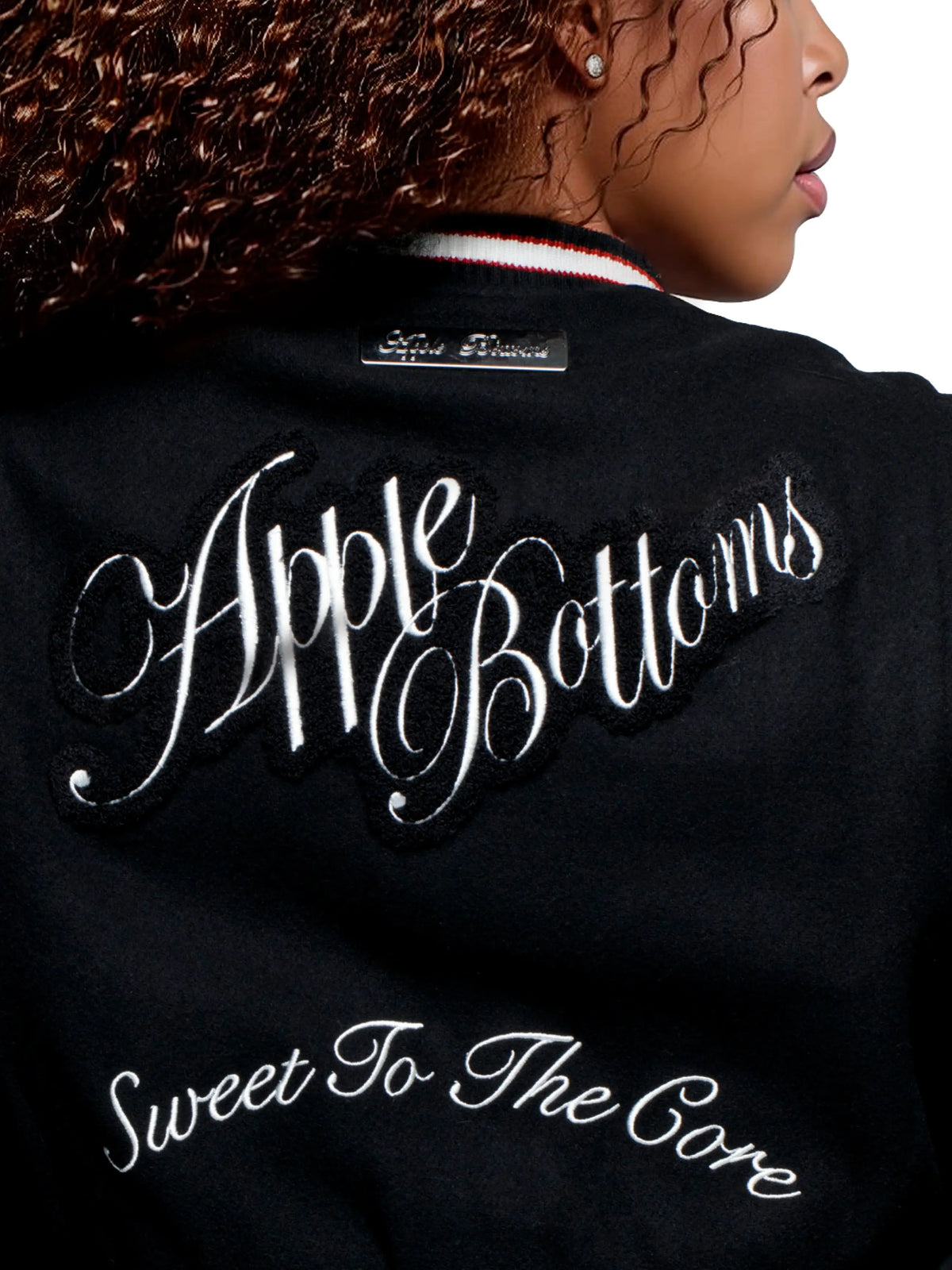 Apple Bottom Jeans varsity jacket vest in XS, featuring classic design, branded logo, and stylish details.