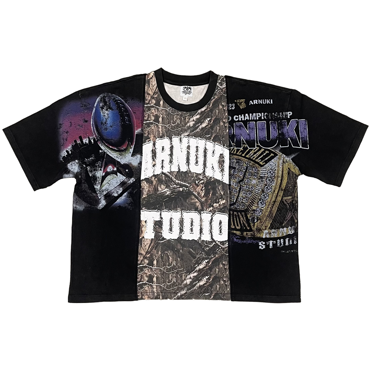 ArnukiClothing Prime Streetwear cropped boxy cotton T-shirt with DTG print, oversized fit, front view.