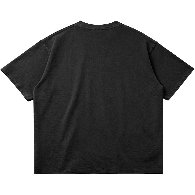 Black garment-dyed ArnukiClothing basketball-inspired streetwear T-shirt with a casual back view, made from 260 GSM cotton.