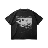 Black Basketcase T-shirt by ArnukiClothing featuring raw hem, distressed edges, and a casual streetwear style in 260GSM cotton.