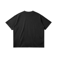 Black Basketcase T-shirt by ArnukiClothing with raw hem, garment dyed cotton, edgy faded hem, streetwear style, 260GSM fabric.
