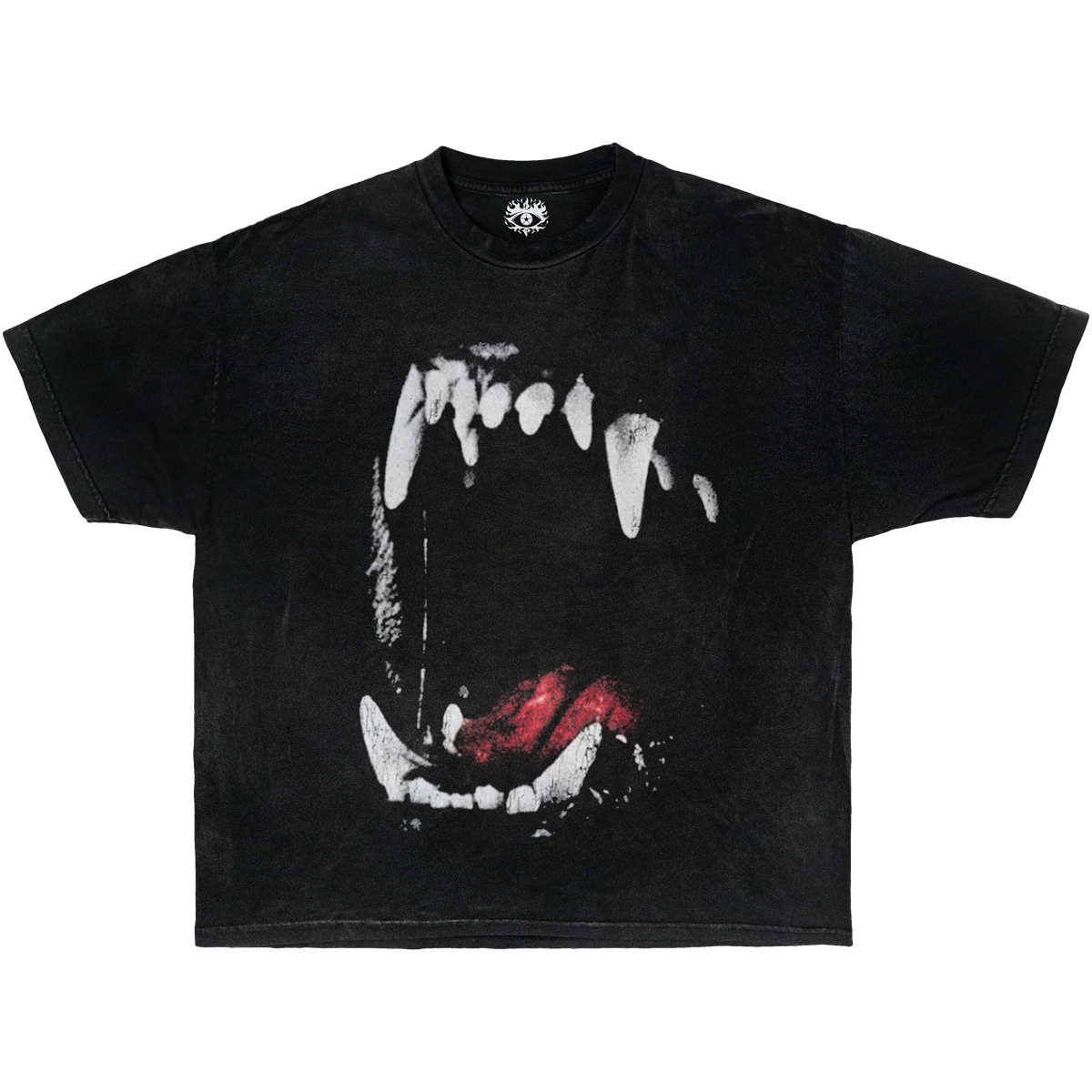 Unisex cotton boxy fit T-shirt with dog teeth streetwear graphic, lightweight 240 GSM, by ArnukiClothing.