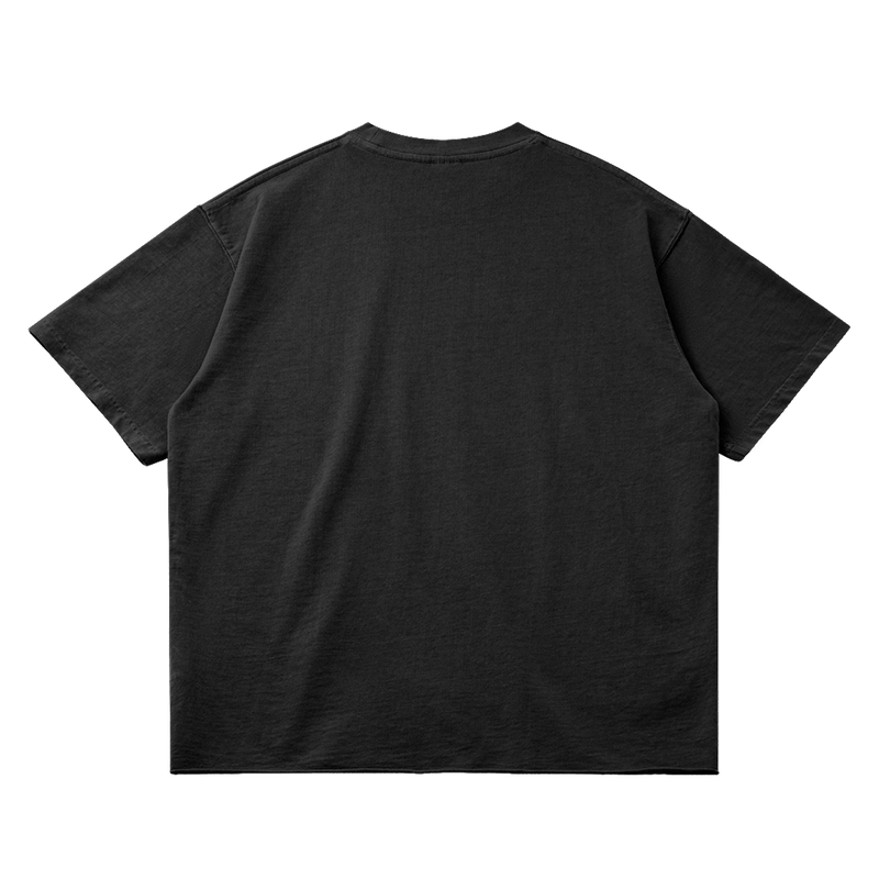 ArnukiClothing Ghosts Cant Dream black T-shirt, garment dyed streetwear tee with faded raw hem and 260GSM cotton fabric.