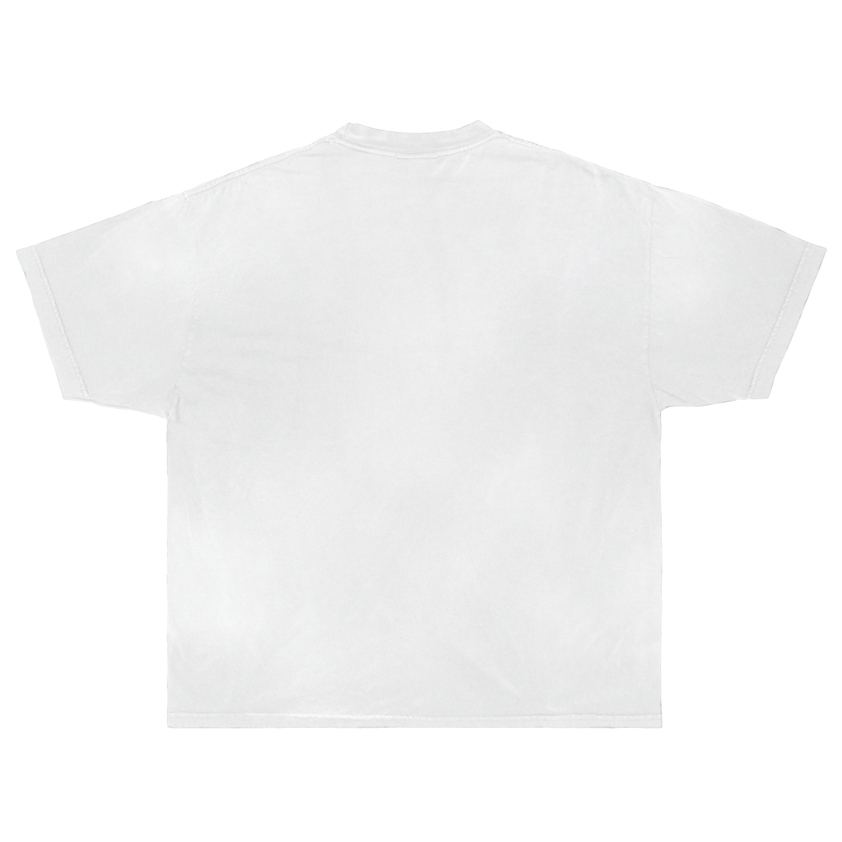 White unisex boxy fit cotton T-shirt by ArnukiClothing, showing the back view with a clean, minimalist design.