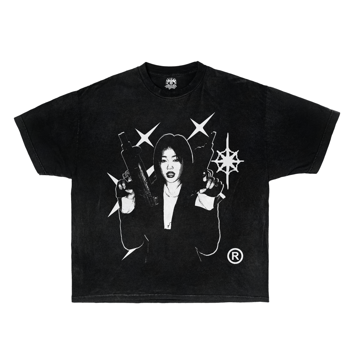 Black Twin Uzi streetwear T-shirt by ArnukiClothing, 100% cotton casual graphic tee, true to size for everyday wear.