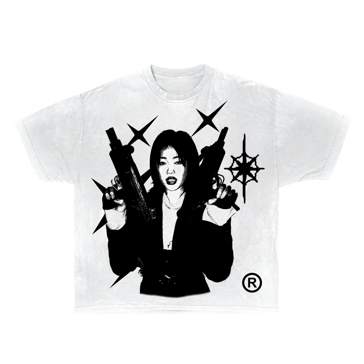 Black Twin Uzi streetwear T-shirt by ArnukiClothing, 100% cotton casual graphic tee for everyday wear.