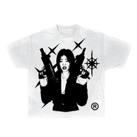 Black Twin Uzi streetwear T-shirt by ArnukiClothing, 100% cotton casual graphic tee for everyday wear.