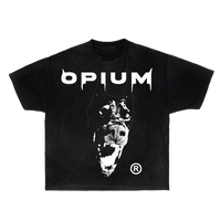 Black Opium Dobermann Streetwear T-Shirt by ArnukiClothing featuring a bold Dobermann dog graphic on the front.
