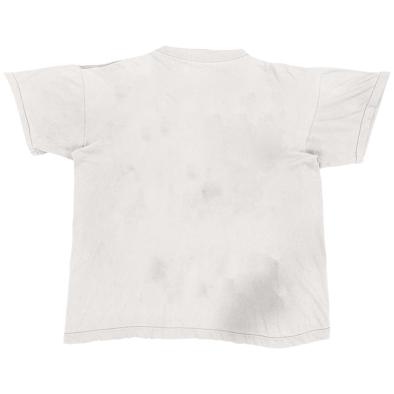 White ArnukiClothing streetwear T-shirt with designer bag graphic, loose fit, heavy 190 GSM cotton, premium heavyweight casual tee.