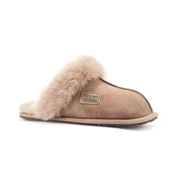Taupe closed mule slippers by Australia Luxe Collective, featuring a cozy slip-on design and soft fabric for comfortable wear.