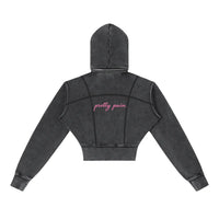 Vintage Washed PRETTY PAIN Cropped Fleece Hoodie