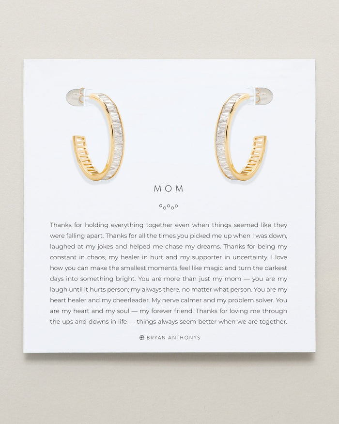Mom Baguette Midi Hoop Earrings
