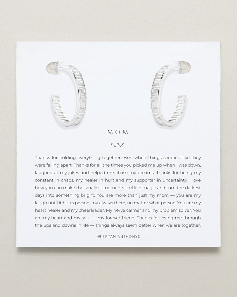 Mom Baguette Midi Hoop Earrings