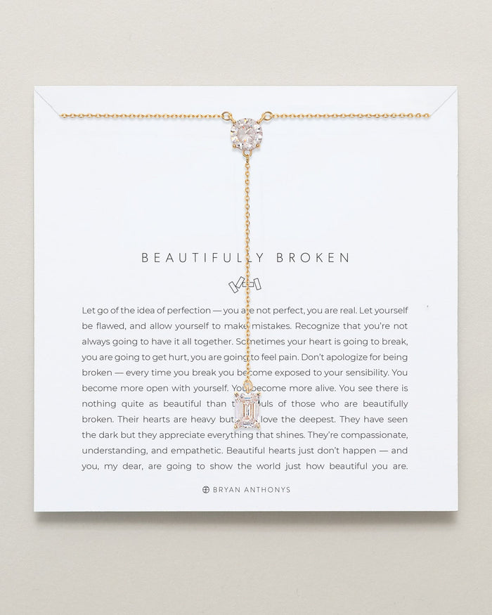 Beautifully Broken Emerald Cut Lariat Necklace