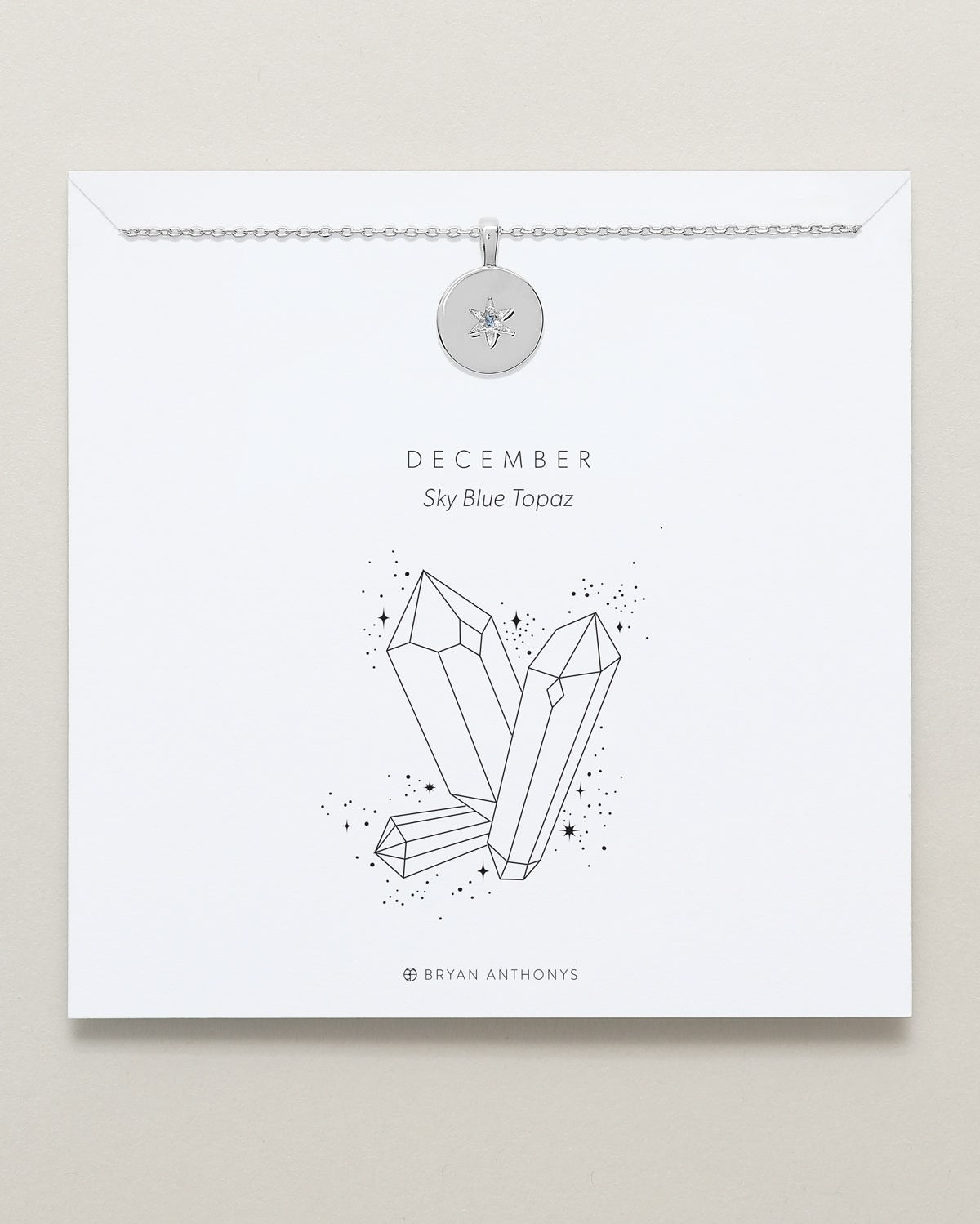 Birthstone Pendant Necklace — Sky Blue Topaz