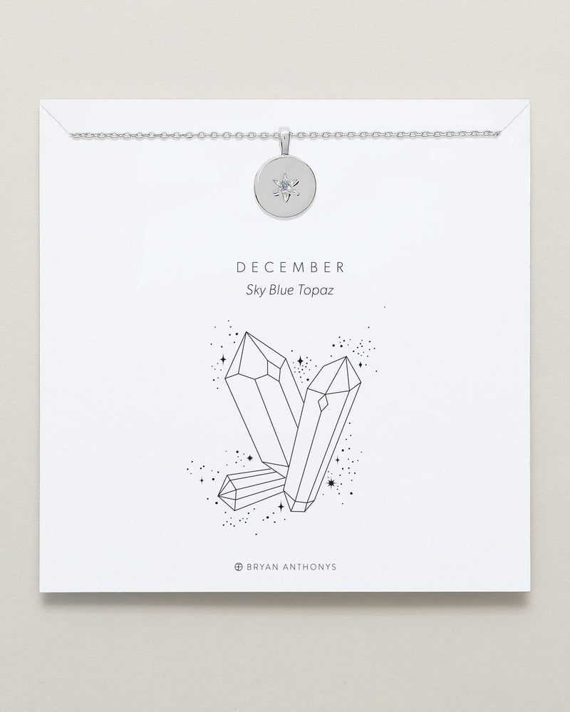 Birthstone Pendant Necklace — Sky Blue Topaz