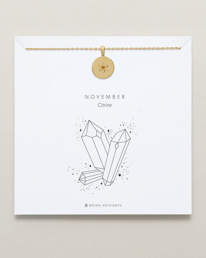Birthstone Pendant Necklace — Citrine