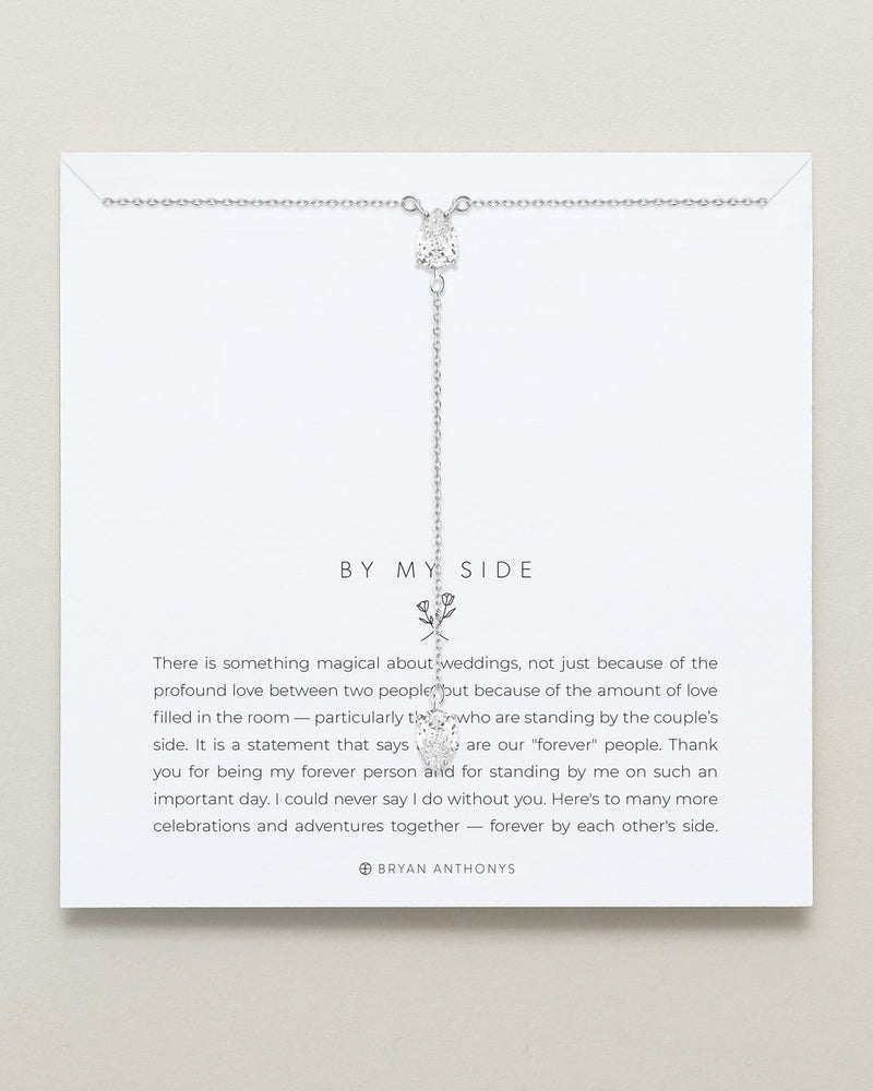 By My Side Pear Cut Lariat Necklace
