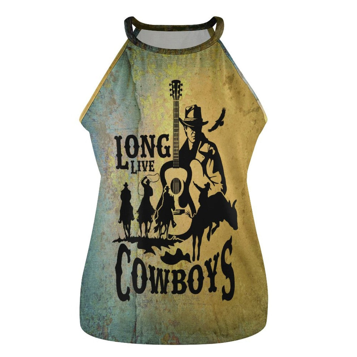 Cowboys print women's Western tank top by Baha Ranch Western Wear, featuring a sleeveless design with cowboy graphic print.