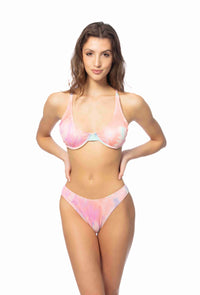 Beach Joy Bikini ribbed tie-dye underwire bikini set with matching top and bottom, featuring vibrant colorful patterns.