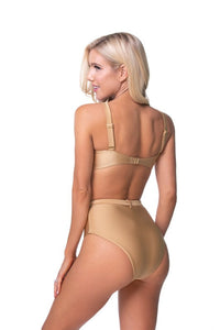 Beach Joy Bikini solid high waist bikini set with belt, featuring a flattering high-waist design and stylish belt detail.